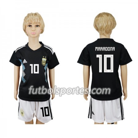 Camisetas Argentina Maradona 10 Niño Segunda Equipacion Mundial 2018